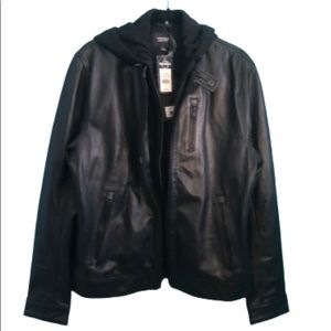 LAMARQUE MENS BIKER JACKET WITH REMOVABLE HOOD•SLAYER•sz M•NWT